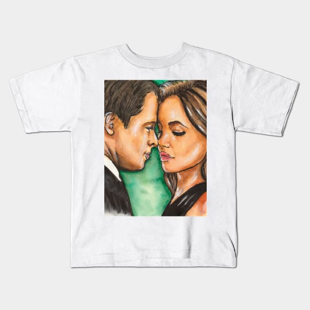 Brad Pitt and Angelina Jolie Kids T-Shirt by Svetlana Pelin